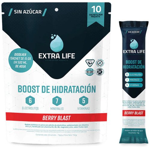 ISOTONICO EXTRA LIFE DISPLAY BERRY BLAST 10X15GR