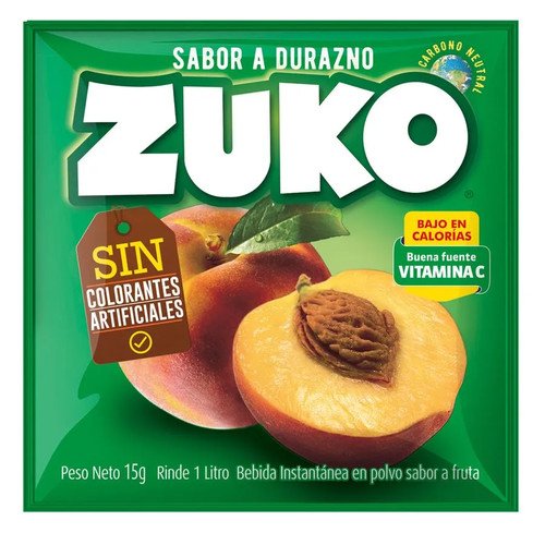 JUGO EN POLVO DURAZNO ZUKO 10X15G