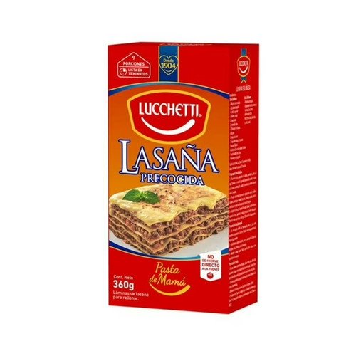 PASTA LASAÑA TRADICIONAL LUCCHETTI 14X360G