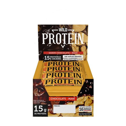 BARRA CHOCOLATE MANÍ WILD PROTEIN 12X16X45GR