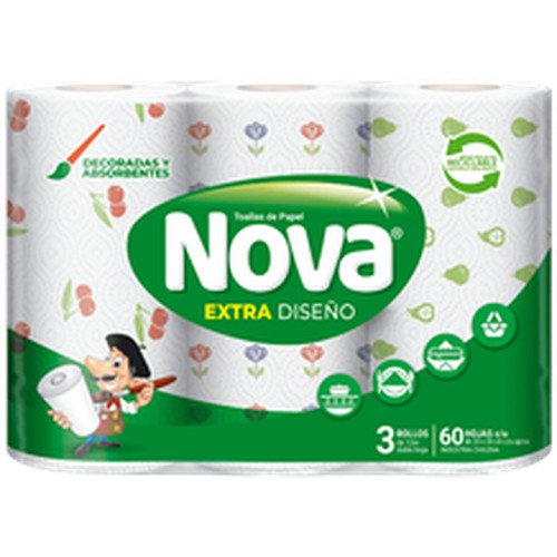 TOALLA PAPEL EXTRA NOVA 8X3ROLLOS 12 MT