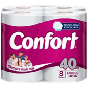 PAPEL HIGIENICO DOBLE HOJA CONFORT 4X8 ROLLOS 40MT