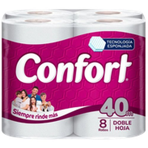 PAPEL HIGIENICO DOBLE HOJA CONFORT 4X8 ROLLOS 40MT