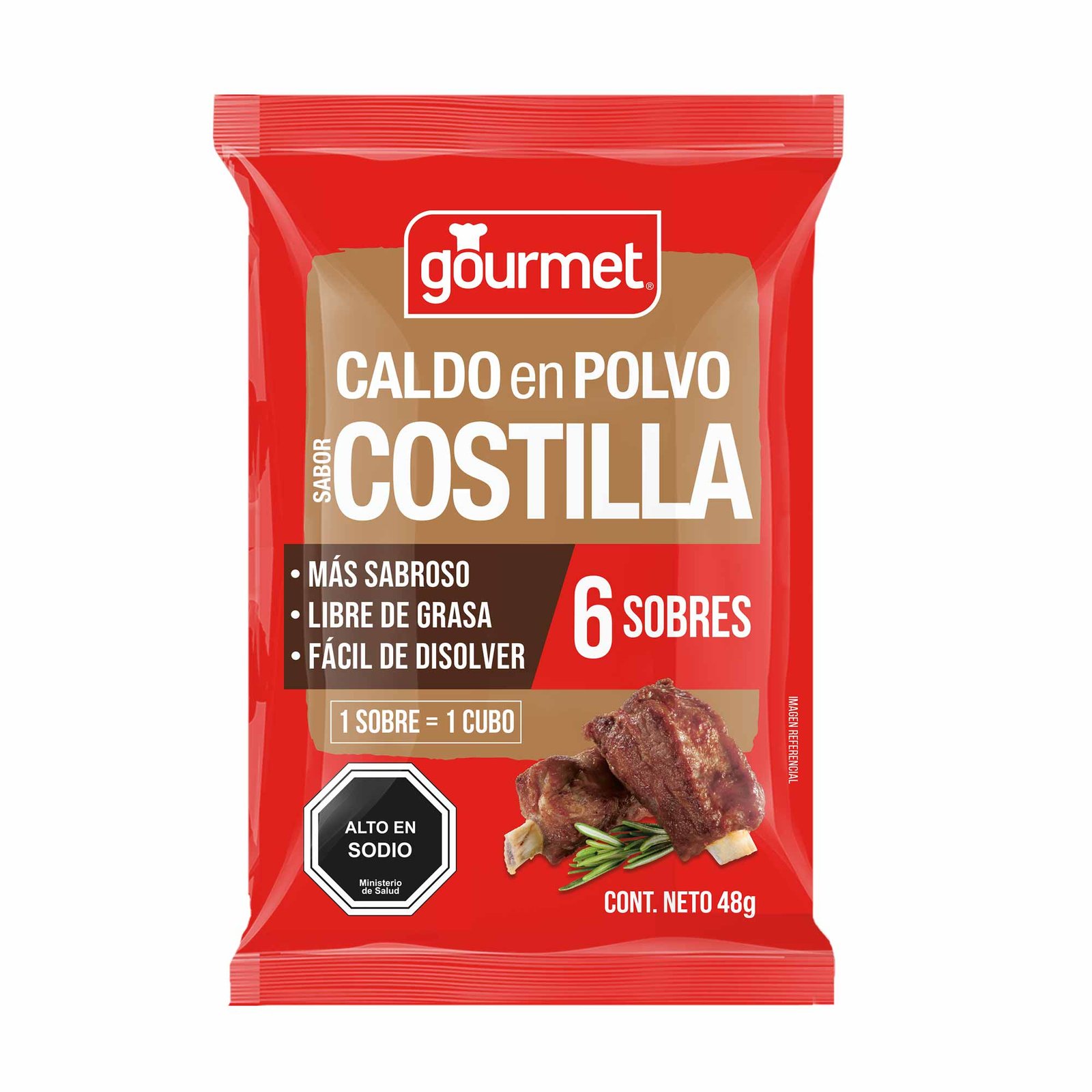 Caldo en Polvo Sabor Costilla Gourmet (estuche 6 cubos)