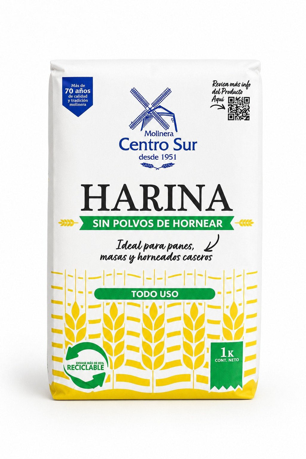 HARINA SIN POLVOS MOLINERA CENTRO SUR 10X1KG