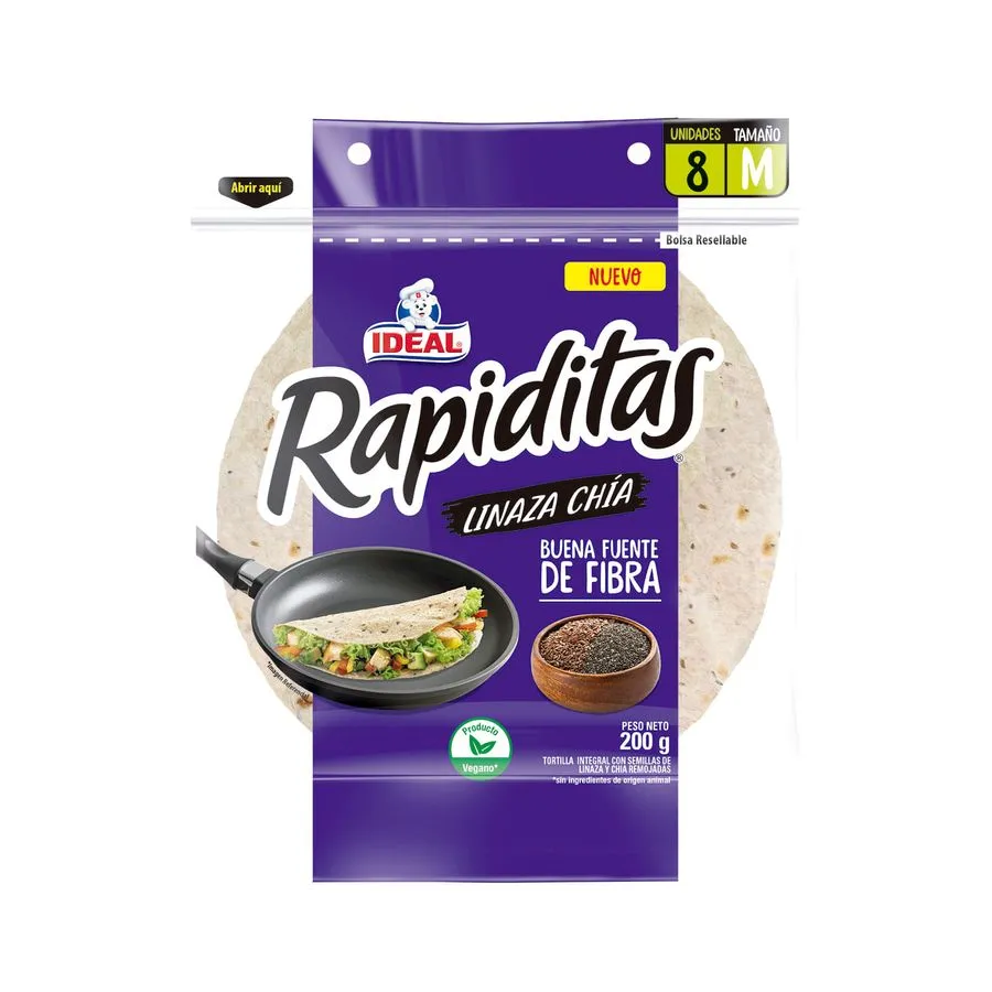 TORTILLA RAPIDITA LINAZA CHIA IDEAL BSA 27X8UN 200